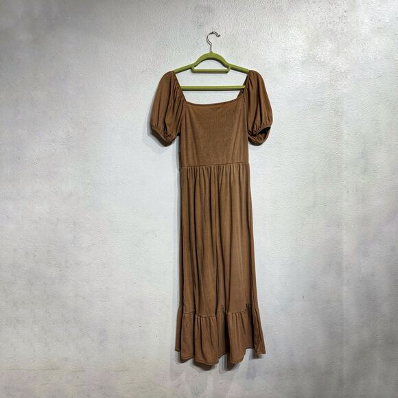 Caution to the Wind Tan Midi Dress Sz L - Picture 7 of 10